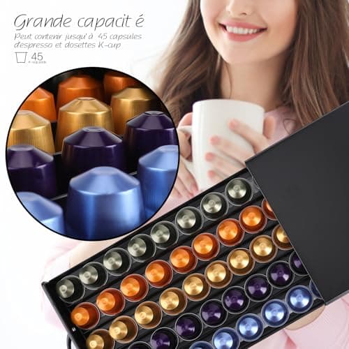 Masthome Nespresso Capsule Holder, 45-Piece Nespresso Pod Storage, Coffee Capsule Holder with Non-Slip Bottom, Capsule Dispenser for Home, Office, Kitchen - Image 5