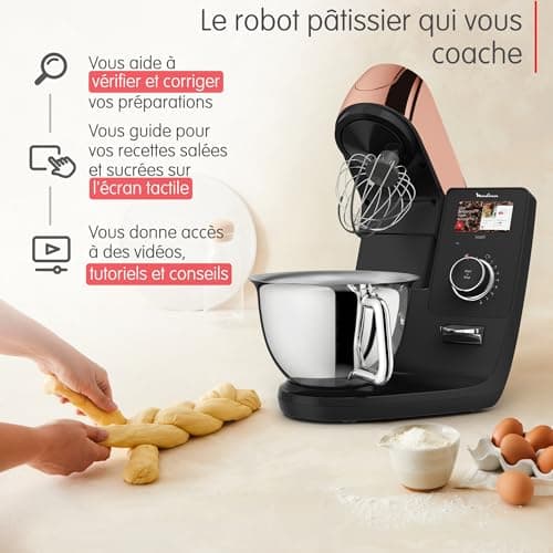 Moulinex Connected pastry processor, 5.5 L stainless steel bowl, Patented technology, Digital display, Silent, 21 programmed recipes, Free dedicated app with coaching, I-Coach Touch QA950810 - Image 5