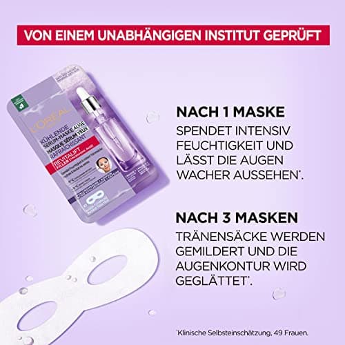 L'Oréal Paris - Eye Serum Tissue Mask - Moisturizing Anti-Wrinkle & Concealer for Eye Contour - With Pure Hyaluronic Acid and Caffeine - Revitalift Filler - 11g (Pack of 5) - Image 6