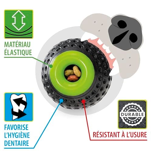 Ferplast Jouet Chien, Distributeur croquettes, en Matériau Durable, Non Toxique, Résistante aux Morsures, Rebondissant et Flottant, CHEWA BOING Balle Jouet à Friandises pour Gros Chien, Noir - Image 4
