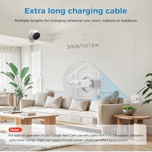 Itramax 8M Charging Cable for Nest Google Camera Outdoor/Indoor Power Supply Waterproof 5V2A Continuous Charger for Battery, Weather Resistant Continuous Charger - Image 7