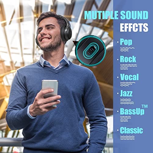 BERIBES Casque Bluetooth sans Fil - Durée de Lecture : 65 h -avec Micro 6 Modes EQ - Style Around-Ear - avec Microphone - pour iPhone/iPad/Android/Ordinateurs Portables - Image 3