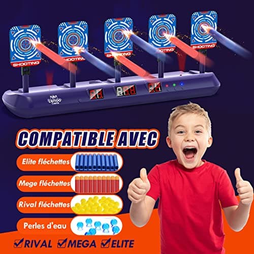 Lehoo Castle Nerf Shooting Target with Gun Toy, Electronic Target with 20 Darts, Outdoor Games for Children, Gift for Boys 3 4 5 6 7 8 Years Old - Image 6