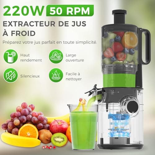 YASHE Extracteur de jus, juicer machine avec goulotte large de 12,7 cm pour fruits et légumes entiers, presse-agrumes avec auto-alimentation, haut rendement en jus, facile à nettoyer, noir - Image 8