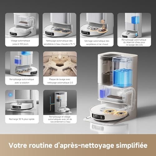dreame L40 Ultra AE Robot Aspirateur et Serpillière Autonome, 19 000 Pa Aspiration Puissante, Nettoyage Sec-Humide, Dock Tout-en-1 Vidange Automatique, 2 Brosses Incluses - Image 6