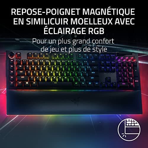 Razer BlackWidow V4 Pro (Switches Yellow) - Mechanical Gamer Keyboard Snap Tap (Silent Mechanical Switches, 8 Dedicated Macro Keys, PU Leather Wrist Rest) AZERTY Keyboard FR | Black - Image 6