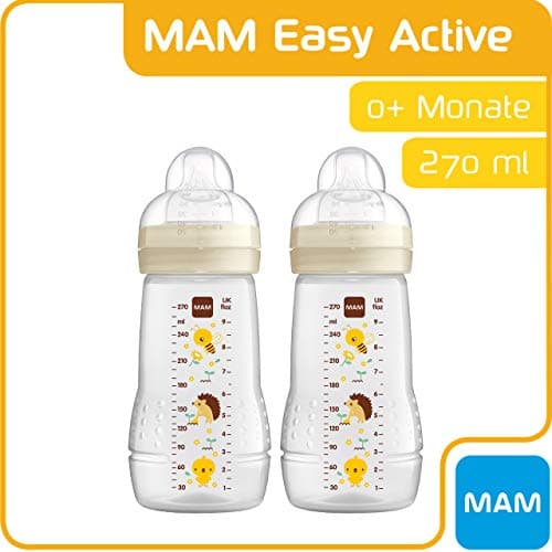 MAM Easy Active Baby Bottles, 270 ml, with MAM Teat, SkinSoft Silicone, Baby Bottles with Ergonomic Shape, for Babies from 0 Months, Bee/Hedgehog, Set of 2 - Image 4