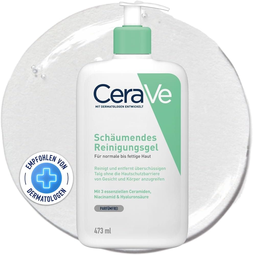 CeraVe - Gel Moussant - Nettoie et Elimine l'Excès de Sébum Sans Altérer la Barrière Cutanée - Acide Hyaluronique, Céramides et Niacinamide - Peau Normales à Grasses - 473 ml