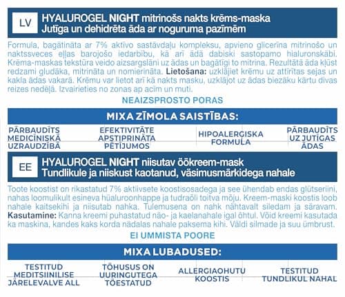 Mixa Hyalurogel Crème Hydratante Masque Visage Restauration Nuit avec Acide Hyaluronique, Peaux sensibles, Déshydratées et Fatiguées, Hydratant Jusqu'à 24 Heures, 50 ml - Image 6