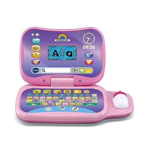 VTech - Ordi Genius Pro Pink, Children's Laptop with Backlit Screen, Mouse, 20 Evolutionary Games, Educational Toy, Gift for Children from 3 to 7 Years - Content in French and English - Image 2