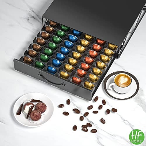 HFHOME Nespresso Vertuoline Capsule Holder, Coffee Pod Holder, Storage Drawer for 48 Vertuo Coffee Capsules and 48 Dolce Gusto Capsules - Image 5