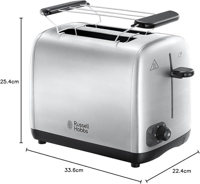 Russell Hobbs Toaster for 2 Slices Adventure Stainless Steel (2 Extra Large Slots, 6 Levels of Fast Burning, Raising & Control, Thaws, Bakery Warmer, 850W) Toaster 24080-56 - Image 8