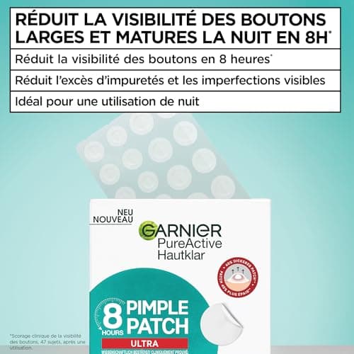 GARNIER - PureActive - Ultra Pimple Patch Anti-Imperfections - Réduit Visiblement les Boutons en 8 Heures, Ne Laisse Pas De Traces - Idéal Boutons Matures - Tous Types de Peaux - 22 Patchs (2 Tailles) - Image 3