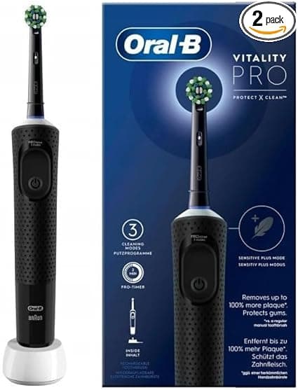 Oral-B Vitality Pro Brosse A Dents Electrique Noire, Pour Adultes, Modes De Nettoyage Avec Sensibilité Plus, 1 Brossette De Rechange, 1 Chargeur - Image 8