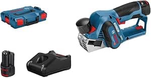 Bosch Professional 12V GHO 12V-20 cordless planer system (maximum planing width: 56 mm, with 2 x 3.0 Ah batteries, charger, 2 planer irons, L-BOXX)