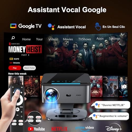 Video Projector【1500 ANSI/Auto Focus/360° Rotation】 XIWBSY Video Projector Google TV/Voice Control, WiFi 6 Bluetooth 5.3, 4K Projector Supported 38000 Lumen, Projector Home Cinema/Outdoor - Image 3
