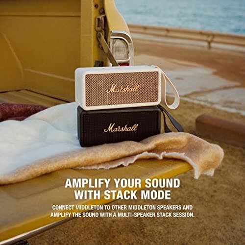Marshall Middleton Haut-Parleur Bluetooth Portable sans Fil - 20+ Heures de Lecture Portable - Étanche IP67 - Noir & Laiton - Image 7