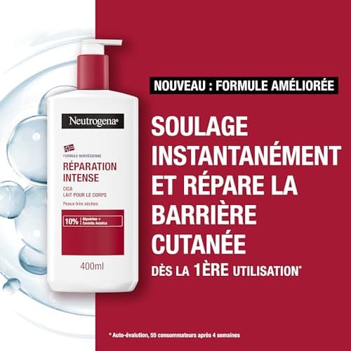 Neutrogena – Cica Intense Repair Body Lotion (3 x 400 ml pump bottles) – Non-greasy body lotion for very dry skin – Moisturizing milk with glycerine and centella asiatica - Image 4