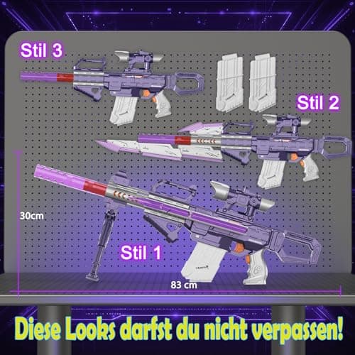 Electric Toy Gun for Nerf Sniper - 2 Chargers, 50 Darts, Over 100 Combinations - Electric Toy Sniper Rifle with Scope - Gift for 6-12 Years Old Kids - Image 4
