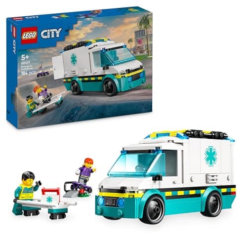LEGO City Emergency Ambulance Construction Game with 2 Minifigures of Skater and Paramedic - Interactive Toy for Boys and Girls from 5 Years Old - Gift Idea for Young Children 60451 - Image 2