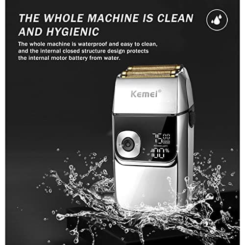 Kemei Electric Grid Shaver for Men, Precision Cordless Rechargeable Beard Trimmer Washable USB LED Display Lithium Titanium Grid Shavers with Travel Case - Image 6