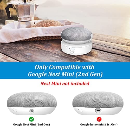 PlusAcc Battery Base Compatible with Google Nest Mini - Portable Outdoor Battery Holder Accessory for Kitchen and Garden, Power 9 Hours Playtime (White) - Image 4