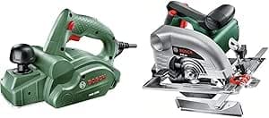 Bosch Home and Garden Bosch Wired Planer - PHO 1500 (550 W, Reversible Iron & Circular Saw - PKS 40 (Supplied with 1 Optiline Wood Circular Saw Blade and 1 Stop