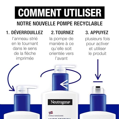 Neutrogena – Lait Corps Hydratation Profonde (flacon-pompe de 400 ml) – Lait pour le corps à absorption rapide pour peaux sèches – Soin corps avec 10% de glycérine et technologie pro-céramide - Image 8