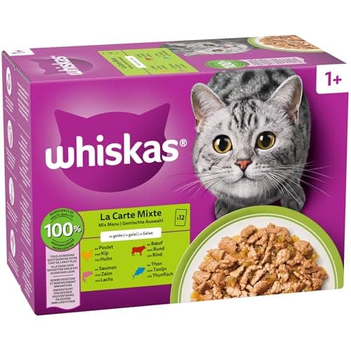 WHISKAS Jelly Food - 48 Freshness Sachets (Pack of 4 Packs 12 x 85g) - The Mixed Card (4 Varieties) - Complete Wet Food Suitable for Sterilized Adult Cats (Packaging May Vary) - Image 5