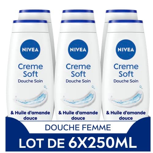 NIVEA Lot Crèmes douche Soin (6 x 250 ml), enrichie à la Vitamine C & E et Huile d'Amande douce, Soin corps hydratant qui nettoie respecte et renforce le microbiome pour peaux sèches - Image 3