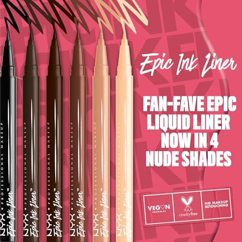 NYX Professional Makeup Eyeliner Liquide à Pointe Feutre Epic Ink Liner, Waterproof, Formule Vegan, Teinte : Dark Chocolate - Image 5