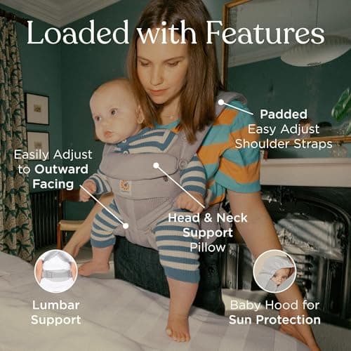 Ergobaby Omni Classic Mesh All-in-One Ergonomic Baby Carrier with Back and Belly Function Luminous Ivory - Image 3