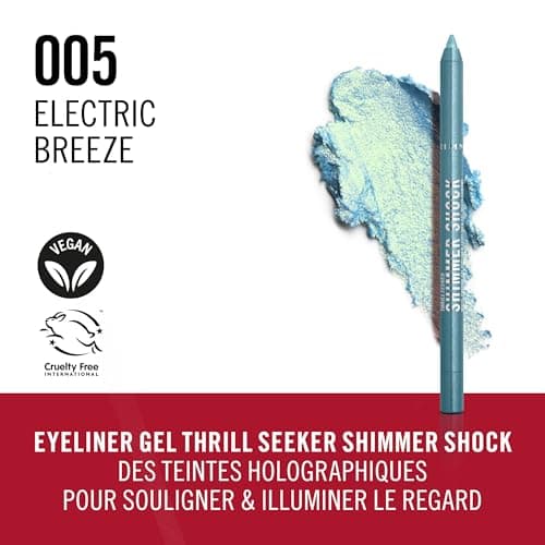 Rimmel Thrill Seeker Shimmer shock Crayon, Eyeliner, Eyeliner Gel Waterproof Multichrome, Crayon Liner, Couleur changeante irisée, Glisse sans effort, Ne coule pas, 1,2 g, 005 Electric Breeze - Image 5