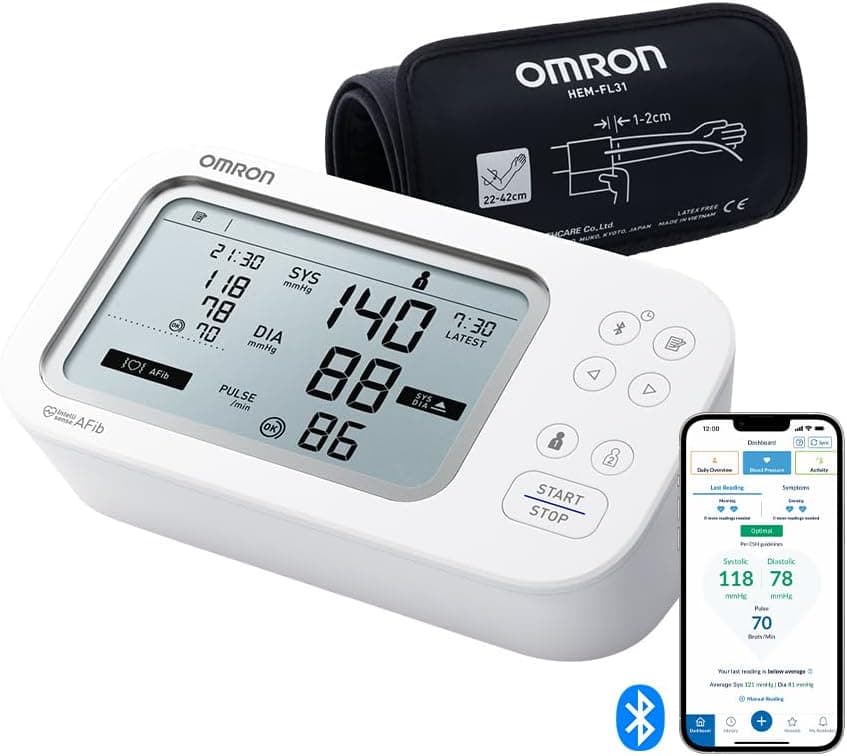 OMRON OMRON X7 Smart AFib Blood Pressure Monitor | Screening for Atrial Fibrillation with Every Blood Pressure Control | Clinically Validated, Including Pregnancy and Diabetes | Intelli Wrap Cuff 22-42cm