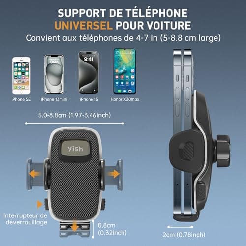 YISH Car Phone Holder 360° Rotation [Upgraded Clip] Mobile Phone Holders for iPhone, Samsung, Google, Sony - Image 8