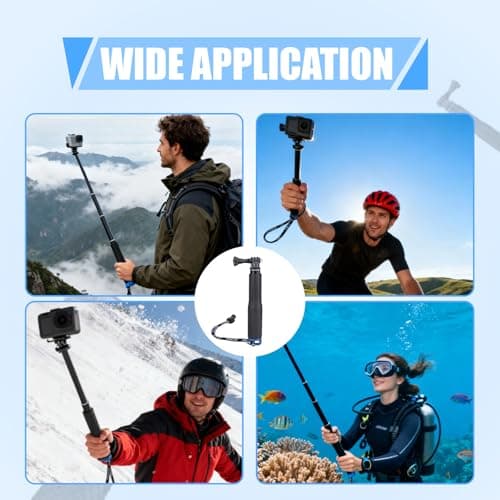 Selfie Stick, 49 cm Waterproof Pole for GoPro Selfie Stick Telescopic Action Selfie Stick Telescopic Waterproof Adjustable Monopod Stick Handle Anti-Slip Stick for Sports Cameras - Image 7