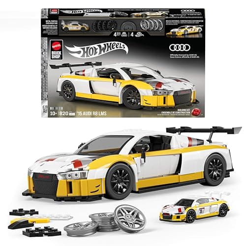 Mattel Brick Shop Hot Wheels 2015 Audi R8 LMS Elite Series Mattel Brick Shop Construction Set, with 820 Pieces, Realistic Details and Custom Stickers, JFT18 - Image 2