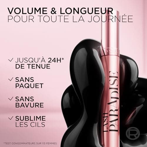 L'Oréal Paris - Intense Volume & Length Mascara - Suitable for Sensitive Eyes - Formula with Castor Oil, Rose Oil and Cornflower Extract - Lash Paradise - Shade: Black - 5 ml - Image 6