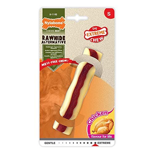 Nylabone Alternative to Rawhide Chew Toy No Mess Chicken Flavour for Small Dogs (up to 11kg), Powerful/Extreme Chew Dogs - Image 2
