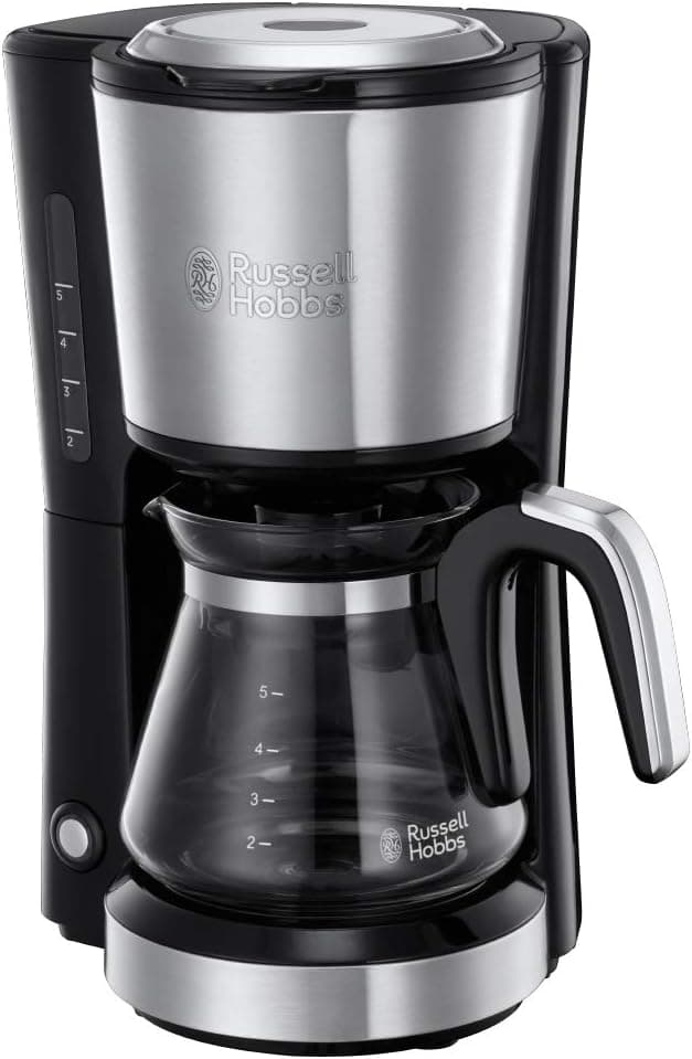 Russell Hobbs Mini Filter Coffee Maker [WhirlTech Technology for Optimal Extraction & Flavouring, Stainless Steel] Compact (5 cups, 0.6L glass jug, removable permanent filter included) 24210-56 - Image 1