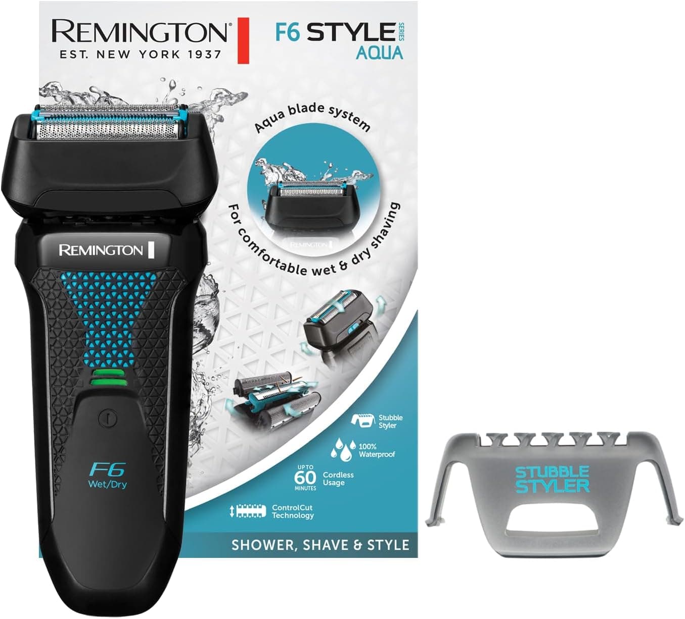 Remington Electric Shaver [Comfort Precision] Style Series F6 (Retractable, Short Hair Capture, Wet&Dry, Digital Screen, Beard Cutting Guide 3 Days, Autonomy: 60 min, USB Charge) Trimmer F6000