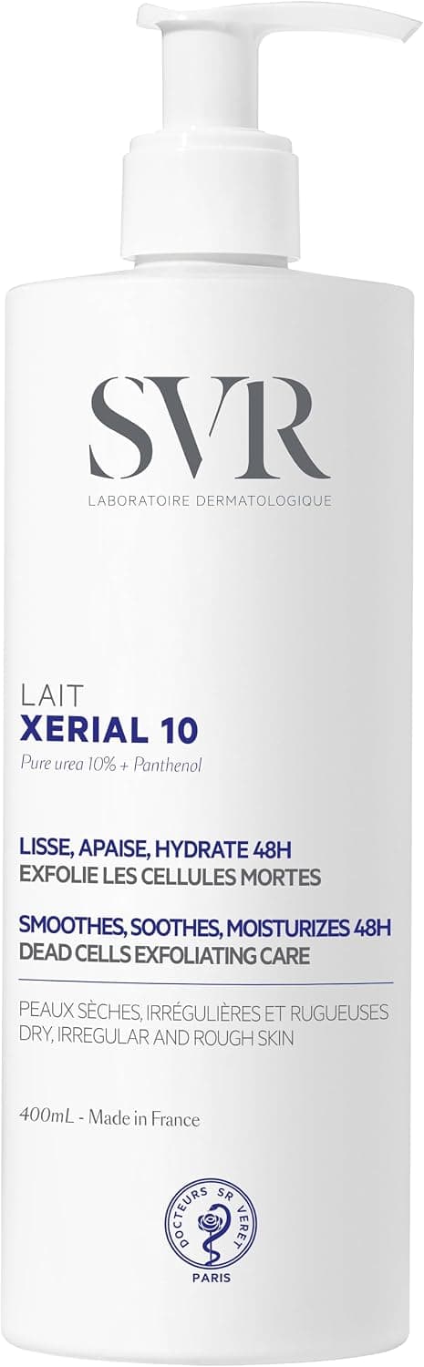 SVR - Xérial 10 Lait Corps - Hydratation 48H anti-squames - Pour peaux sèches à très sèches sujettes aux démangeaisons - Urée pure 10%, panthénol, beurre de karité - 400 ml
