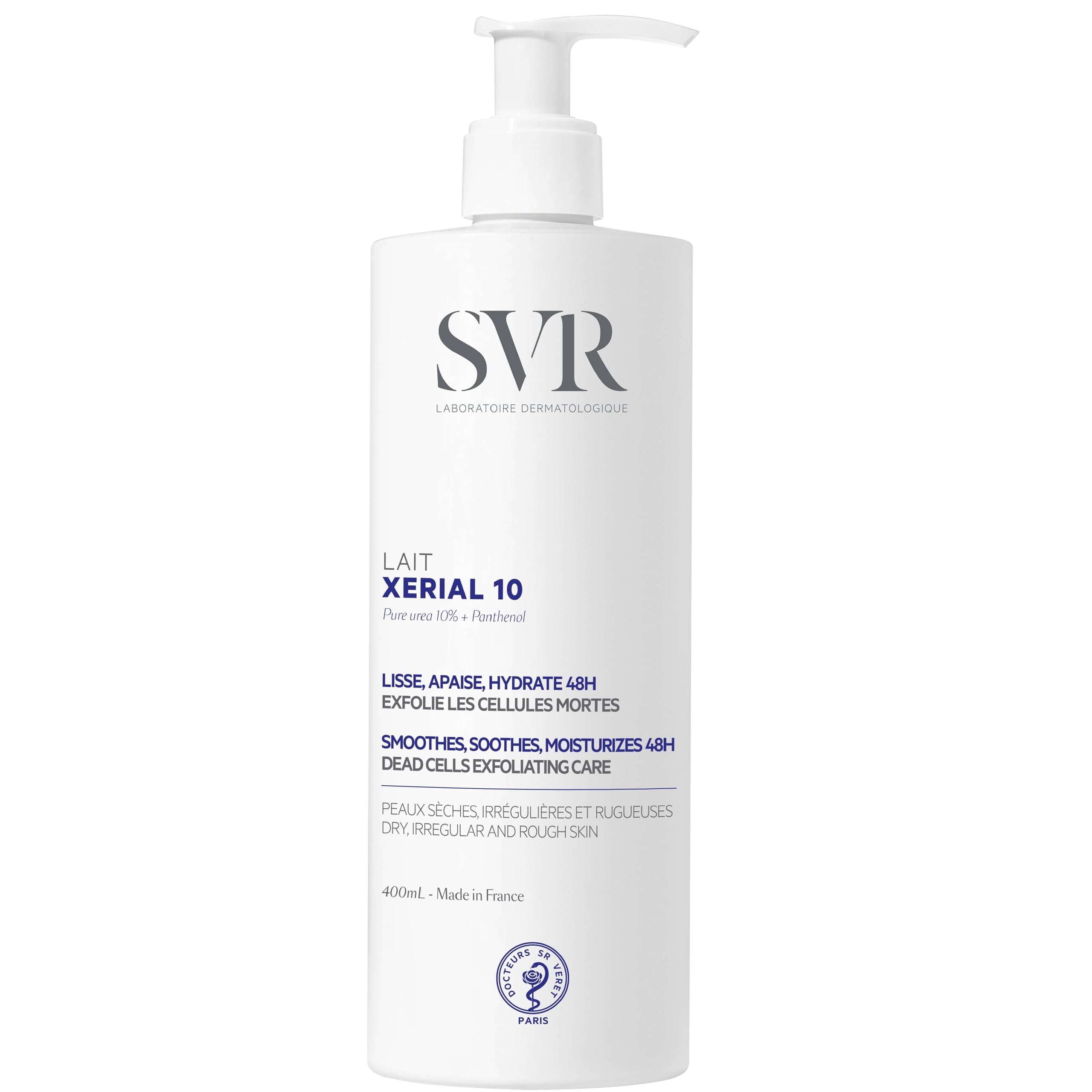 SVR - Xérial 10 Lait Corps - Hydratation 48H anti-squames - Pour peaux sèches à très sèches sujettes aux démangeaisons - Urée pure 10%, panthénol, beurre de karité - 400 ml - Image 8