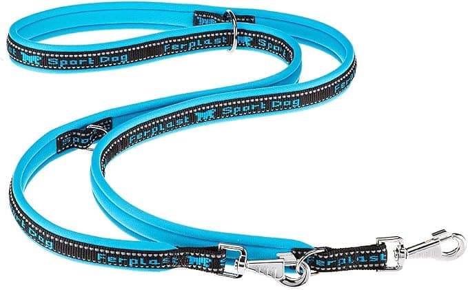 Ferplast Laisse chien SPORT DOG, Laisse de dressage pour chien taille moyenne, Poignée rembourrée, Mousqueton en métal, Coutures réfléchissantes, Longueur réglable, 200 cm, Bleu - Image 1