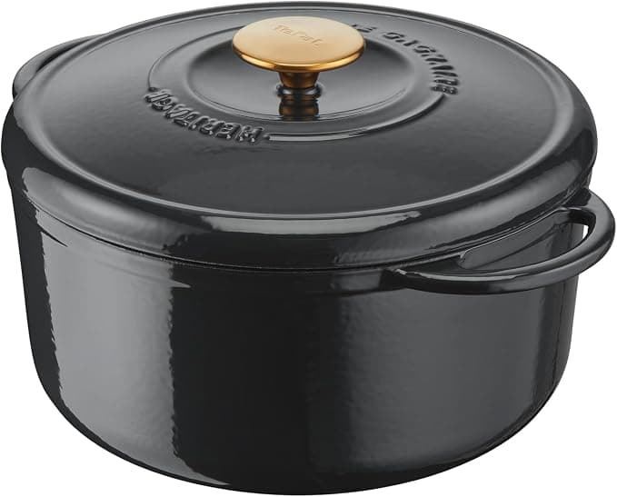 Tefal Pierre Gagnaire Héritage Cast Steel Casserole 21 cm (3.3 L), Induction, Enamelled Coating, Special Condensation Lid, Heat Retention, Slow Cooking, Glossy Grey E2570304 - Image 1