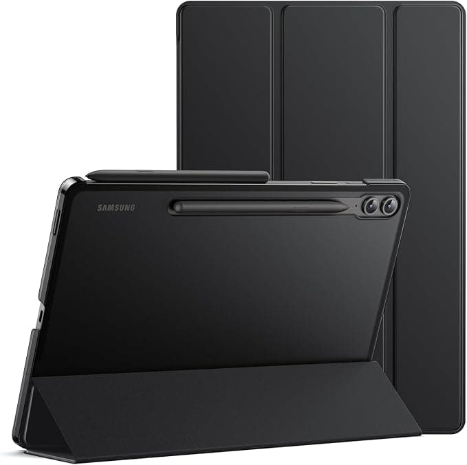 JETech Case for Samsung Galaxy Tab S9 FE+/S9 FE Plus 12.4 Inch, Slim Folio Protective Tablet Case Cover Stand Translucent Trifold Back Support Charging S Pen (Black) - Image 1