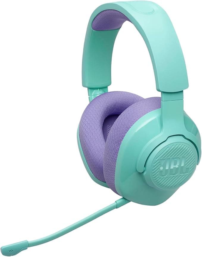 JBL Quantum 360 Wireless Over-Ear Gaming Headset, Dual 2.4GHz Bluetooth Connection, 22H Battery Life, Detachable Mic, Multi-Platform Compatible, Cyan Blue - Image 1