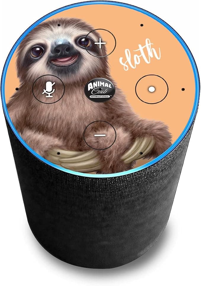 Head Case Designs sous Licence Officielle Animal Club International La Paresse Visages Vinyle Autocollant Peau Compatible avec Amazon Echo (2nd Gen) - Peau Uniquement Echo (2nd Gen) n'est Pas Inclus - Image 1