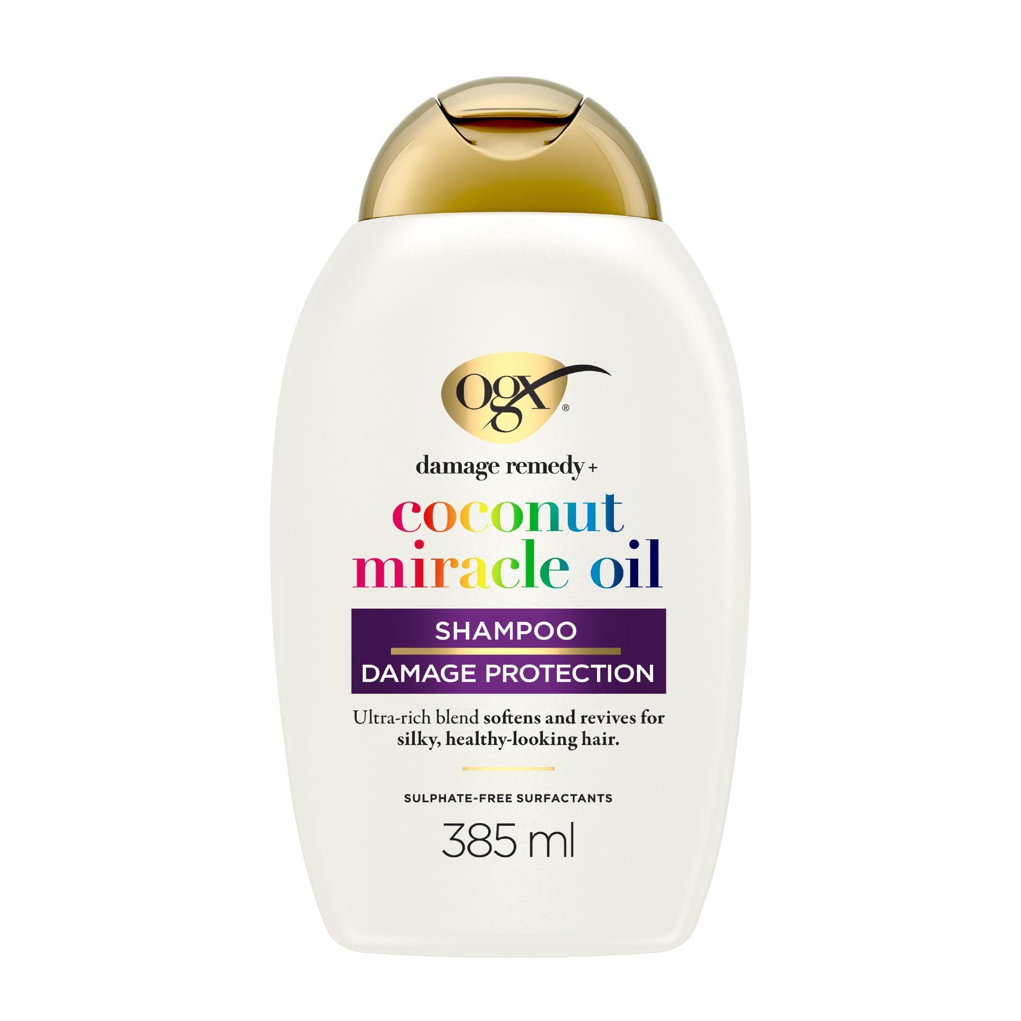OGX | Shampooing Extra Strength Damage Remedy + Coconut Miracle Oil (flacon de 385 ml) – Shampoing réparateur au lait de coco – Soin pour cheveux secs et abîmés