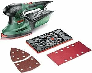 Bosch Home and Garden Multi Sander - PSM 200 AES (200W, Comes with 2 Sanding Sheets, Rectangular Sanding Tray, Storage Box)
